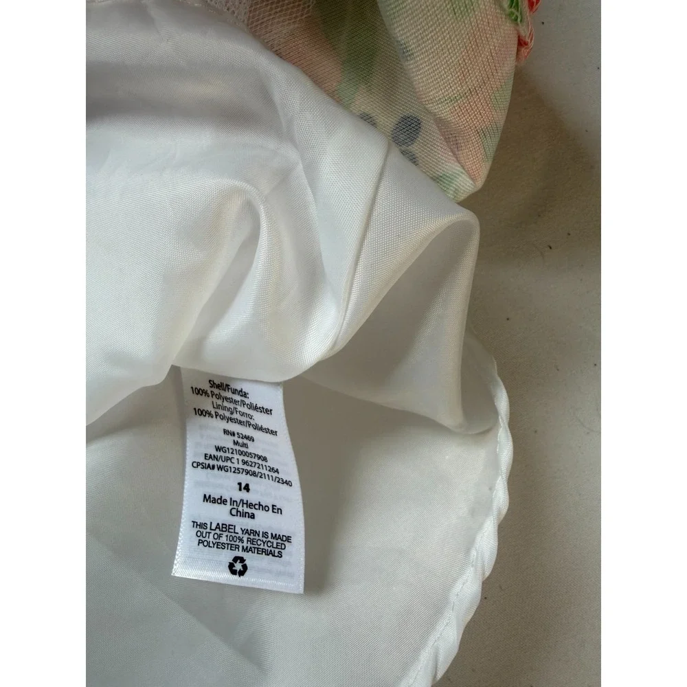 Wonder Nation Girls Floral Party Dress Bow Waist Sleeveless Size 14